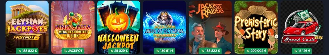 Lootrun Casino: обложки первых 7 слотов с накопительным джекпотом